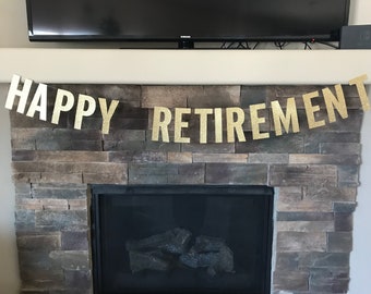 Happy retirement banner / happy retirement / retirement party / retirement decorations / retirement banner / custom banner / glitter banner