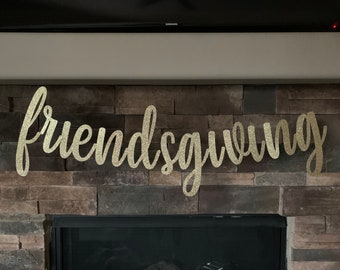 Friendsgiving, Happy Friendsgiving, Cursive Glitter Banner, thanksgiving banner, friends thanksgiving