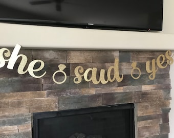 She Said Yes Banner: Glitter Engagement Party Decor