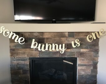 Some Bunny is One Banner: Gold Glitter 1st Birthday Decor