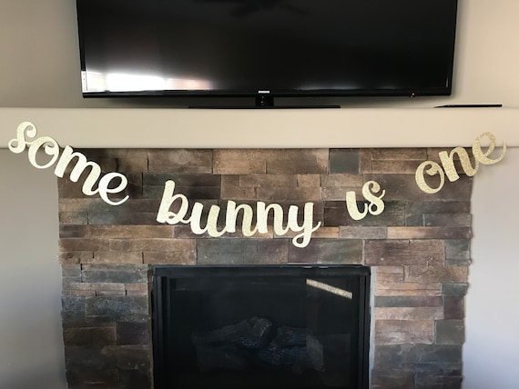 Some Bunny is One Banner: Gold Glitter 1st Birthday Decor