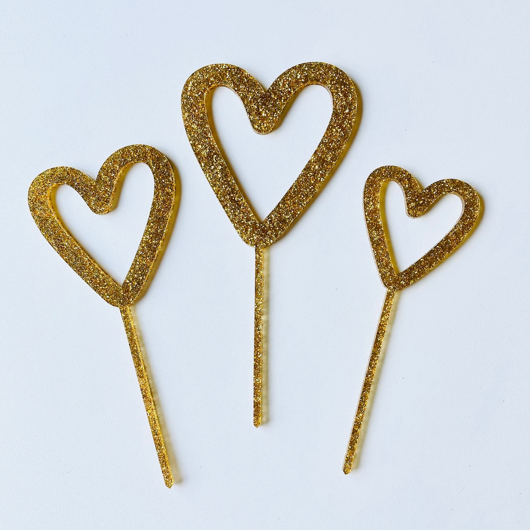 Heart Acrylic Cake Topper, Heart Cake Topper, Heart Cake Declarations