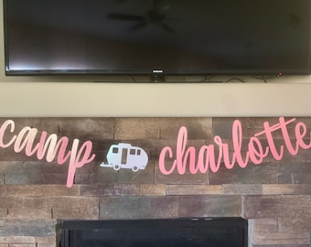 Custom Glitter Camp Banner: Glamping Party Decor