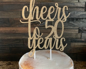 Cheers to 50 years Cake Topper, Cheers to 50 Years, 50th Birthday Cake Topper, Happy 50th Birthday, 50th anniversary, 50th birthday decor