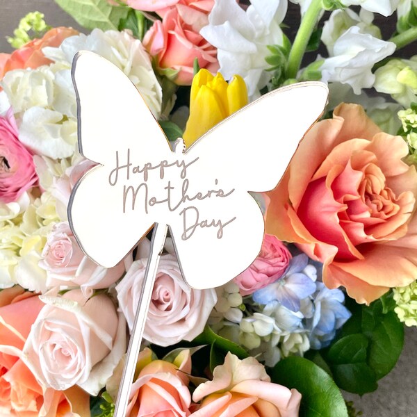 Mother’s Day Floral Pick, Butterfly Floral Pick, Mothers Day Gift Tag, Butterfly Charm, Mothers Day Charm, Happy Mothers Day Centerpiece