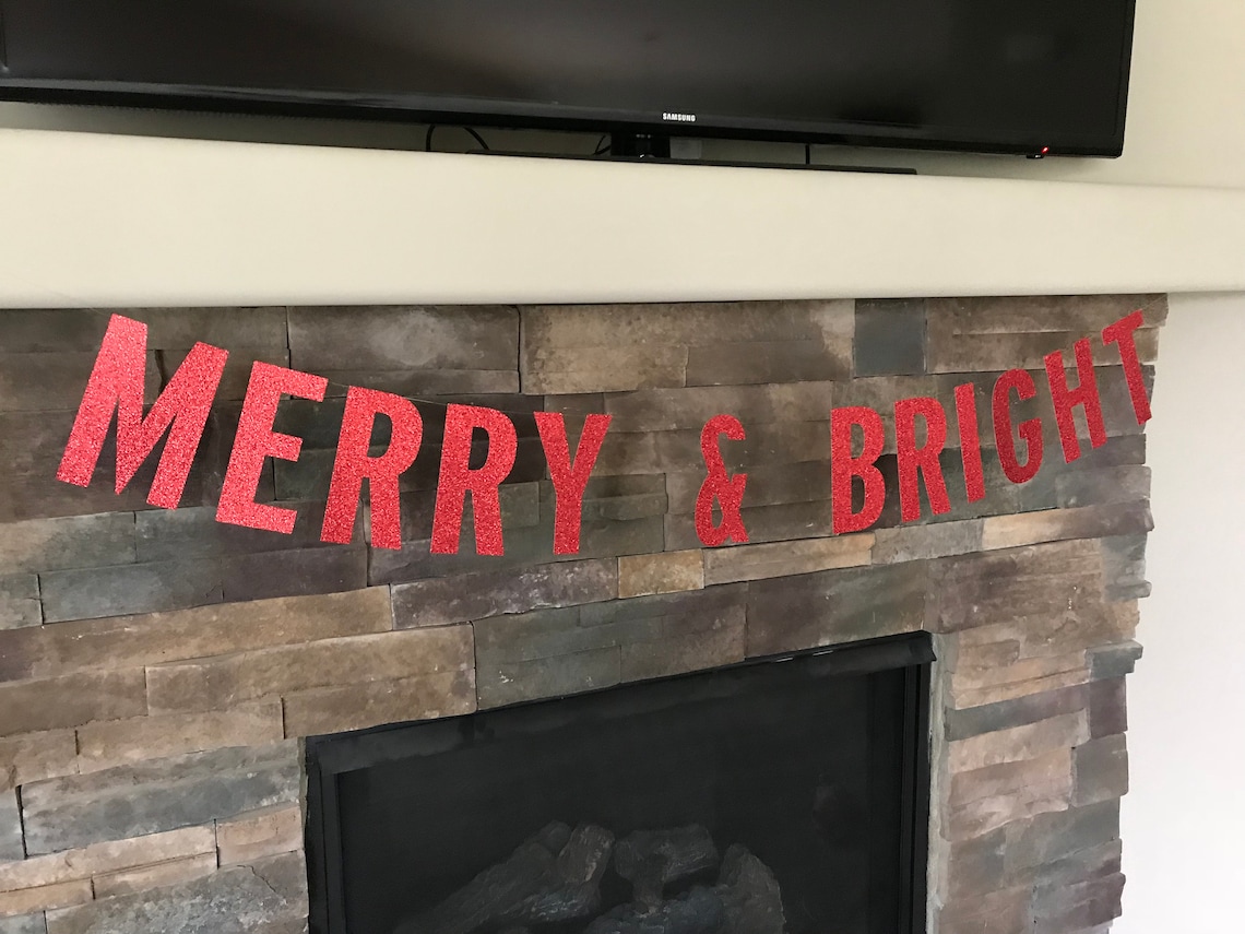 Merry &amp; bright banner merry and bright banner Christmas | Etsy