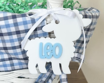Easter Basket Tags, Acrylic Tags, Custom Name Basket Tags, Personalized Lamb Tag