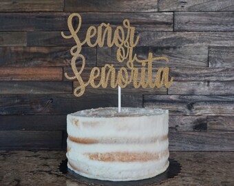 Señor or Señorita Glitter Cake Topper: Gender Reveal Party