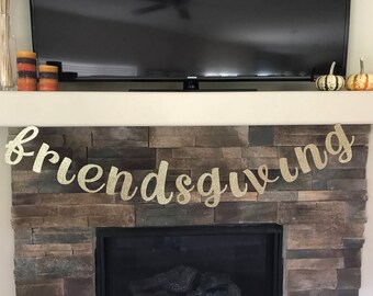 Friendsgiving Gold Glitter Banner: Thanksgiving Decor