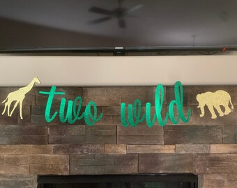 Two Wild Safari Backdrop – 7x5 Ft Jungle Animal Birthday Banner For 2nd Birthday Party, Baby Shower & Photo Booth Decor