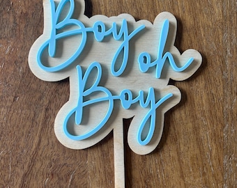 Boy Oh Boy Cake Topper: Baby Shower Decoration