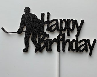 Gyufise Hockey-Kuchenaufsatz ‚Happy Birthday‘ – Glitzer-Eishockeyspieler Für Deine Sport-Party