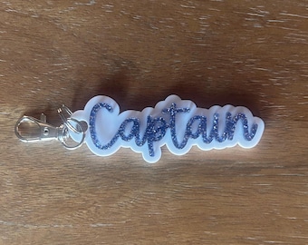 Custom Bag Tag with keyring and clip, colorful, fun keychain for school and sports backpack