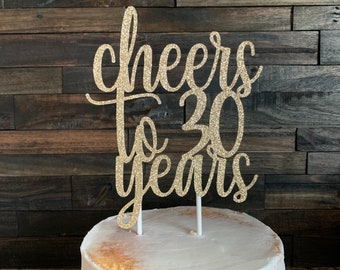 Cheers to 30 years Cake Topper, Cheers to 30 Years, 30th Birthday Cake Topper, Happy 30th Birthday, 30th birthday sign, 30th birthday decor