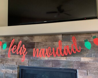 Feliz Navidad Banner: Glitter Christmas Light Garland