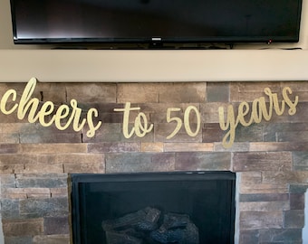 Cheers to 50 Years Banner: Glitter 50th Birthday Decor