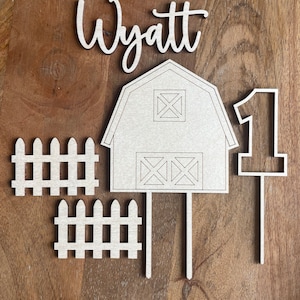 Barn cake topper, Farm yard theme topper, 1st birthday, Wooden farm cake topper, Farm birthday, 2nd birthday farm theme, Farm party