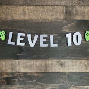 Gamer birthday banner, level any age banner, video game controller banner, gamer decorations, video game birthday, video game theme