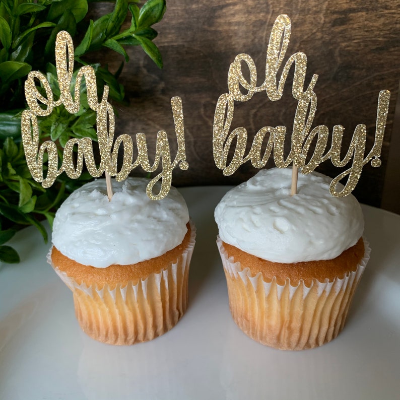 Oh Baby Cupcake Toppers Baby Shower Cupcake Toppers Gender Etsy