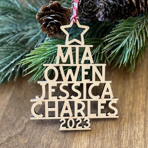 Family Christmas Ornament, Christmas Tree Ornament with Names, Personalized Christmas Tree Name Ornament, 2024 Ornament