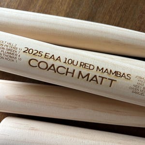 Engraved Baseball Bat, Personalized Team Baseball Bat, Gift for Coaches, Custom Engraved Bat, Baseball Coach Gift