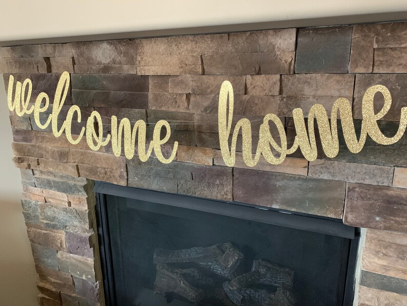 Custom Glitter Welcome Home Banner: Military Homecoming Party Decor image 7