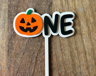 Jack o lantern Cake Topper, One Cake Topper, First Birthday Decorations, Halloween Theme Smash Cake Topper, Pumpkin Cake topper