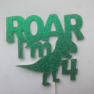 Roar Im 4 cake topper, roar I’m four decorations, Roar I’m four, dinosaur birthday, dinosaur cake topper, fourth birthday, dinosaur party