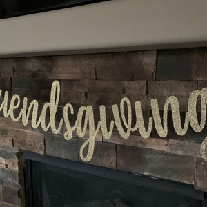 Friendsgiving, Happy Friendsgiving, Cursive Glitter Banner, thanksgiving banner, friends thanksgiving image 2