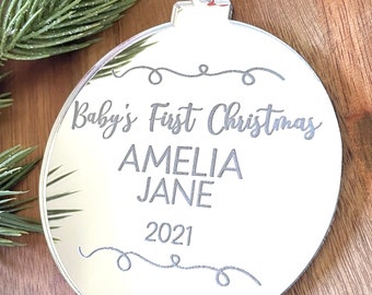 Personalized Baby’s first Christmas ornament, babys first Christmas, 2021 Christmas ornament, baby keepsake, baby ornament