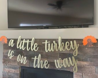 Turkey Baby Shower Banner: Glitter Thanksgiving Decor