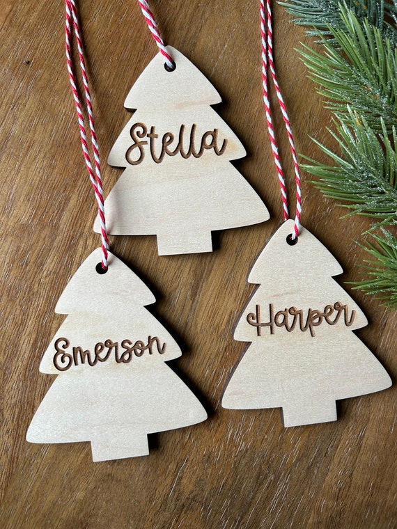 Christmas Stocking Tag, Handmade Wood Gift Tag, Holiday Name Tags - Taylor  Street Favors