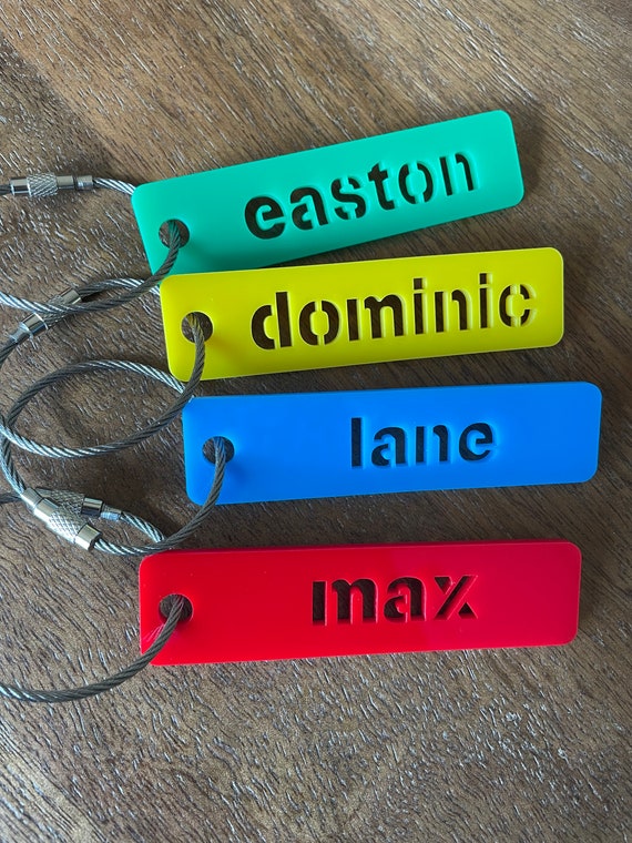 ThePaperPropShop Personalized Name Tags for Bags, Backpack Tags, Sports Teams Bag Tags, Gifts Under 20, Name Keychain, Personalized Bag Tag, Kids Bag Tag