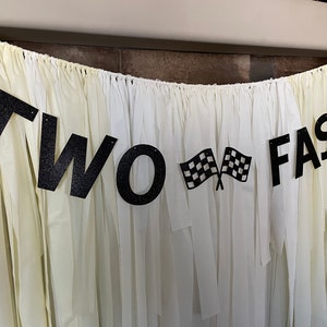 Two fast banner, two fast decorations, 2nd birthday, racing birthday banner, two fast party, racecar birthday ideas