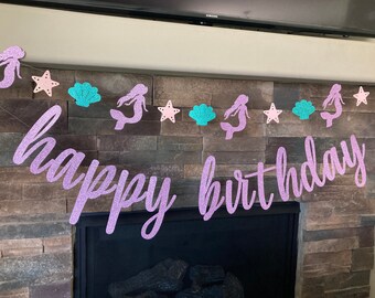 Mermaid Birthday Banner, Mermaid Party Decorations, Mermaid Birthday Decorations, Mermaid Party Supplies, Mermaid Birthday Garland