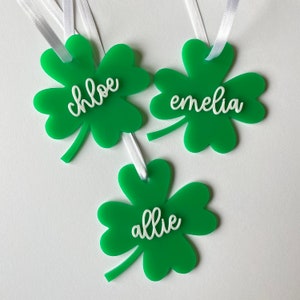 Personalized Acrylic Shamrock Gift Tag: St Patricks Day Decor