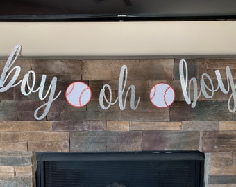 Baseball Boy oh boy banner / baseball baby shower decorations / boy oh boy baby shower / boy oh boy / oh baby banner / boy baby shower