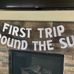 First trip around the sun banner, space banner, space party decorations, first trip around the sun birthday, first birthday space banner