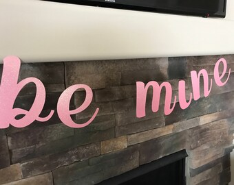 Be mine banner, be mine, be mine glitter banner, Valentine's Day banner, happy Valentine's Day banner, heart banner, glitter script banner