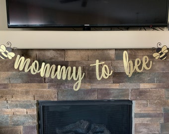 Mommy to Bee Glitter Banner: Bee Baby Shower Decorations