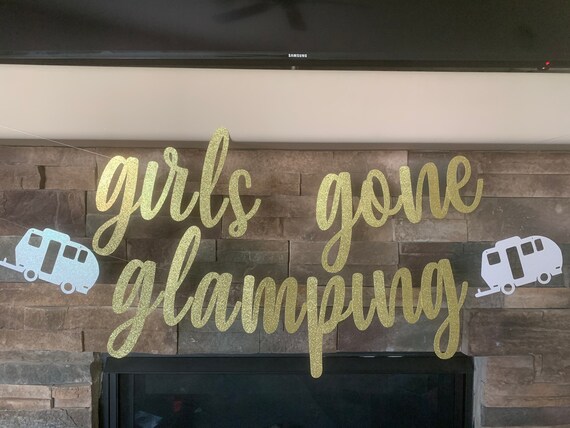 Girls Gone Glamping Banner: Glitter Bachelorette Party Decor