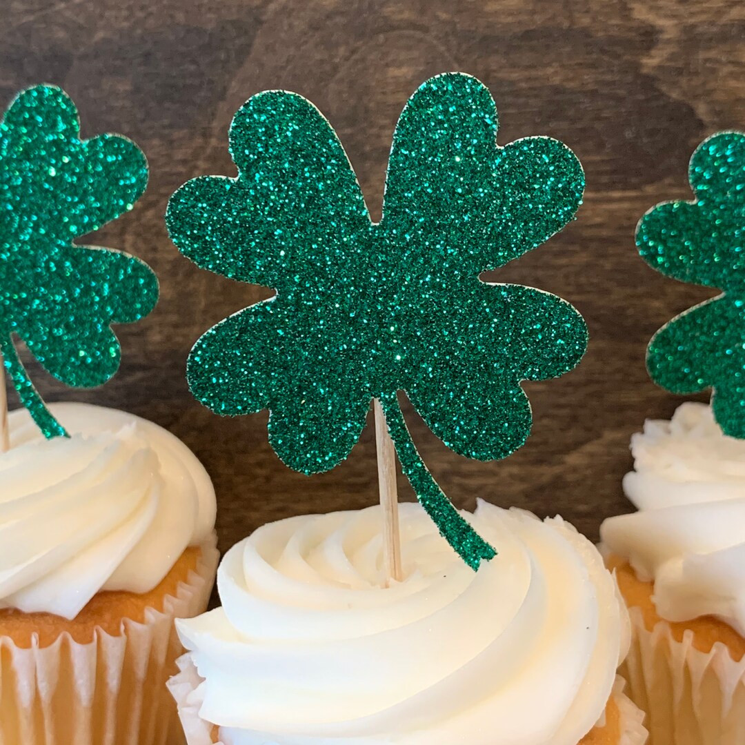 DIY Shamrock Cupcake Toppers Shamrock Decorations St Etsy