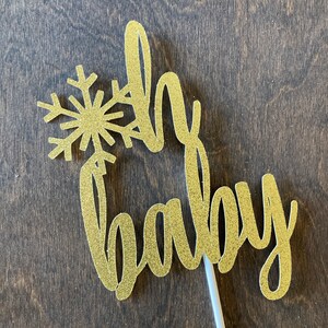 Oh Baby Snowflake Cake Topper, Baby Shower Cake topper, Snowflake Cake Topper, Winter Baby Shower Cake Topper, oh baby decorations, oh baby image 2