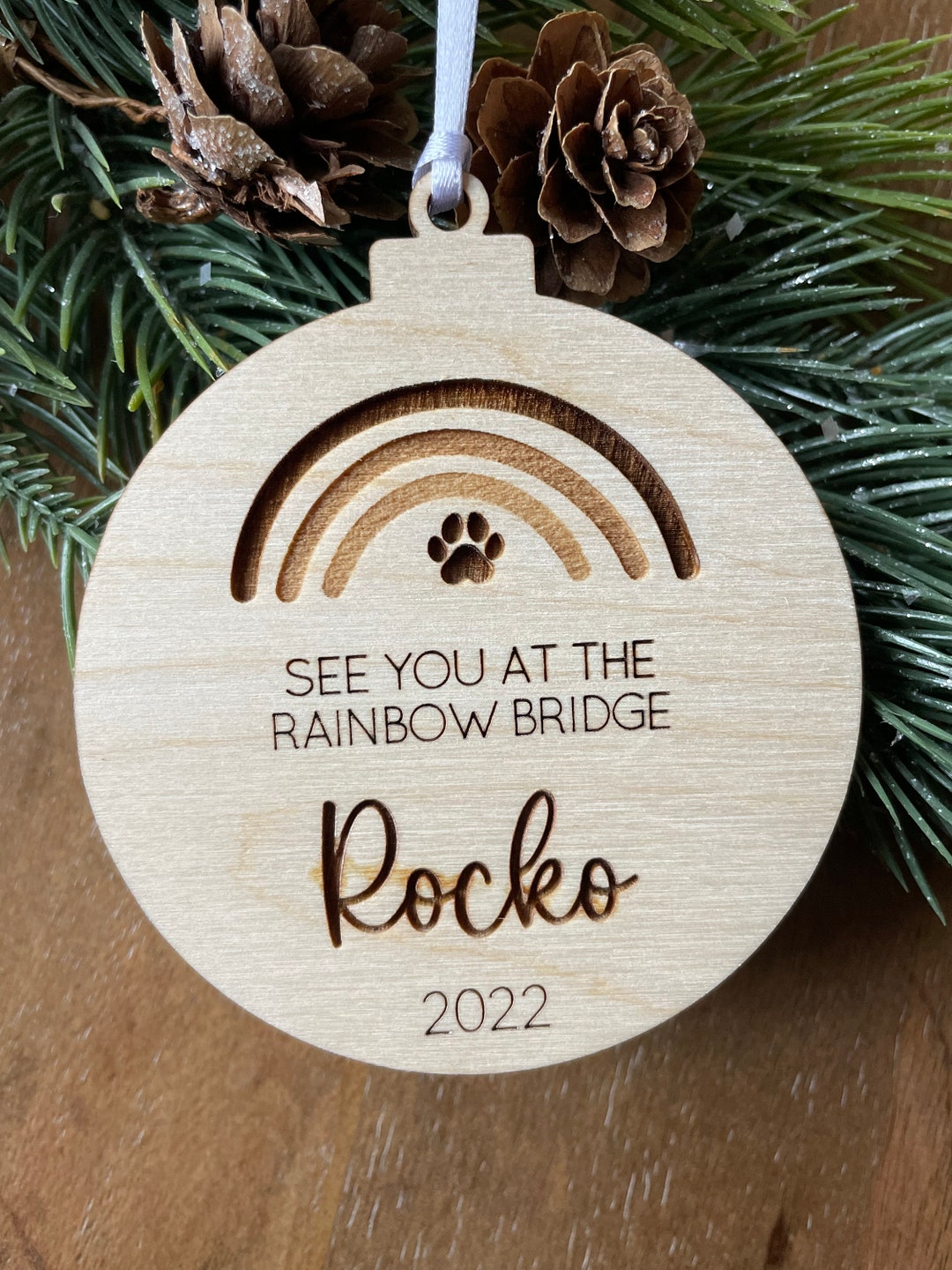 Personalized Dog Memorial Ornament: Rainbow Bridge Paw Print - Etsy
