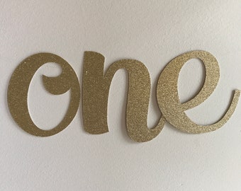 ONE gold glitter high chair banner / high chair banner / gold glitter decorations/ 1st birthday / one banner / ONE / first birthday banner