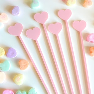 Heart Stir Sticks, Valentines Stirrers, Set of 6, Valentines Stir Sticks, Heart Cocktail Stirrers, Heart Drink Stirrers, Holiday Party Decor