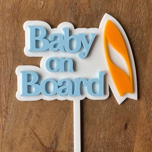 Baby on board cake topper, baby on board shower, surf themed baby shower, ocean themed shower, summer baby shower, surf board cake topper