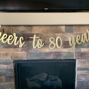 Cheers to 80 years Banner, Cheers to 80 Years, 80th Birthday Banner, Happy 80th Birthday, 80th birthday sign, 80th birthday decor