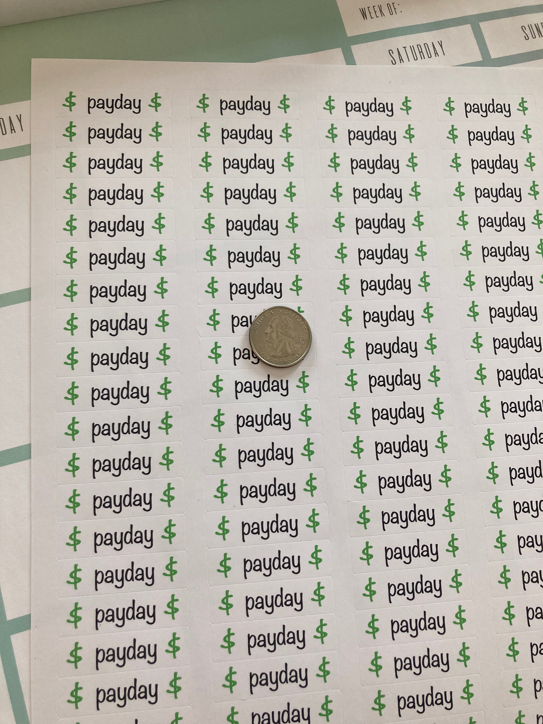  Payday Budget Stickers, Payday Flag Stickers