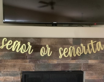 Señor or Señorita Banner: Glitter Fiesta Gender Reveal Decor